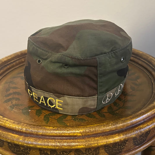 Military Camo Cap with PEACE Embroidery