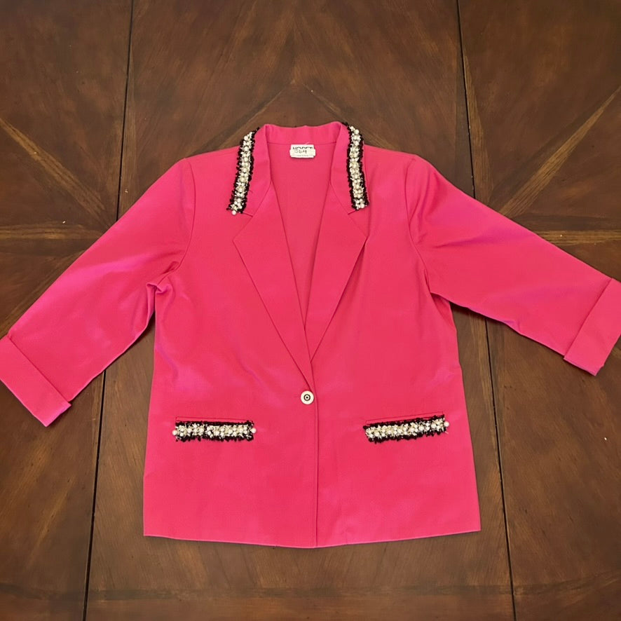 Koret Petite Hot Pink Blazer with Pearl Trims