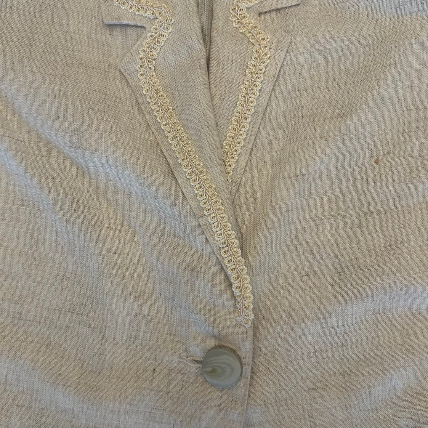 Block Island Cream Blazer with Collar & Pocket Trim