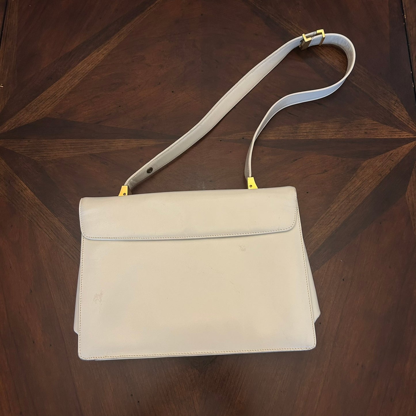 Koret Ivory Flap Shoulder Bag with Gold Hardware