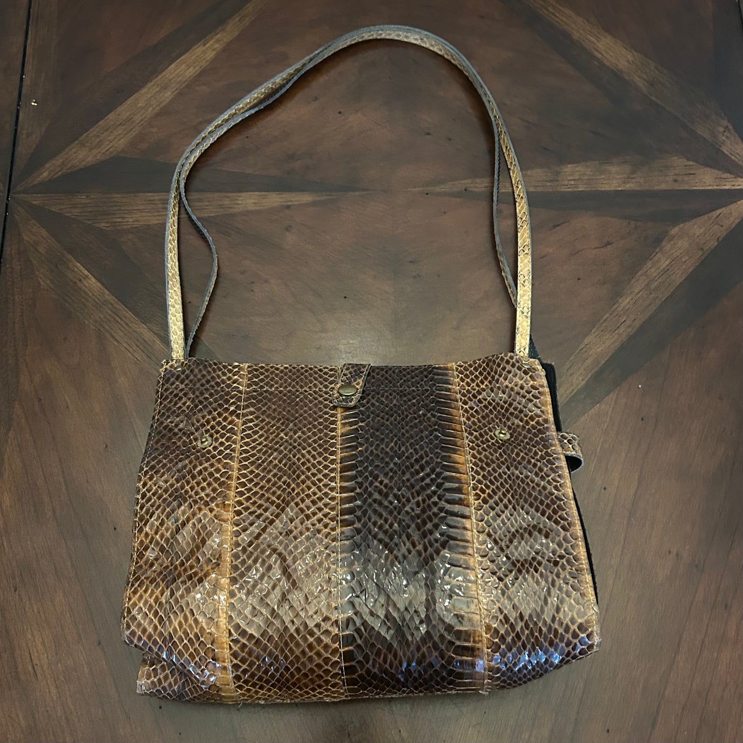 Vintage Alain Fourdraine Paris Snakeskin Bag with Peacock Frame