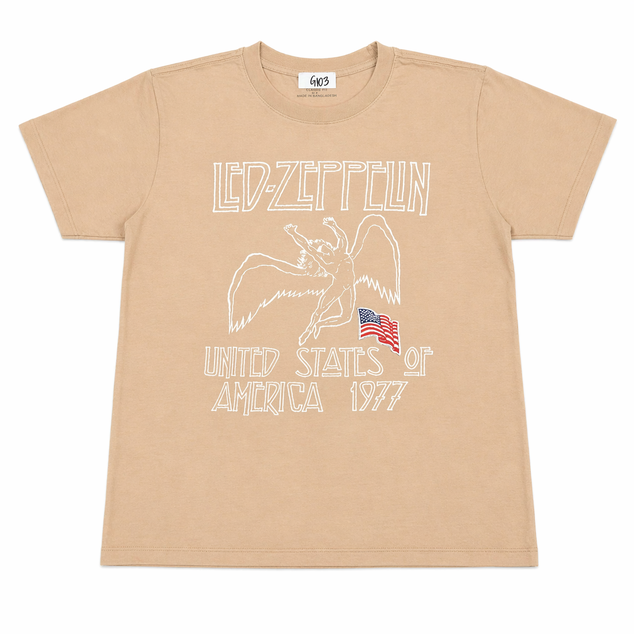 Led Zeppelin Tangerine Tee Shirt with American Flag Patch