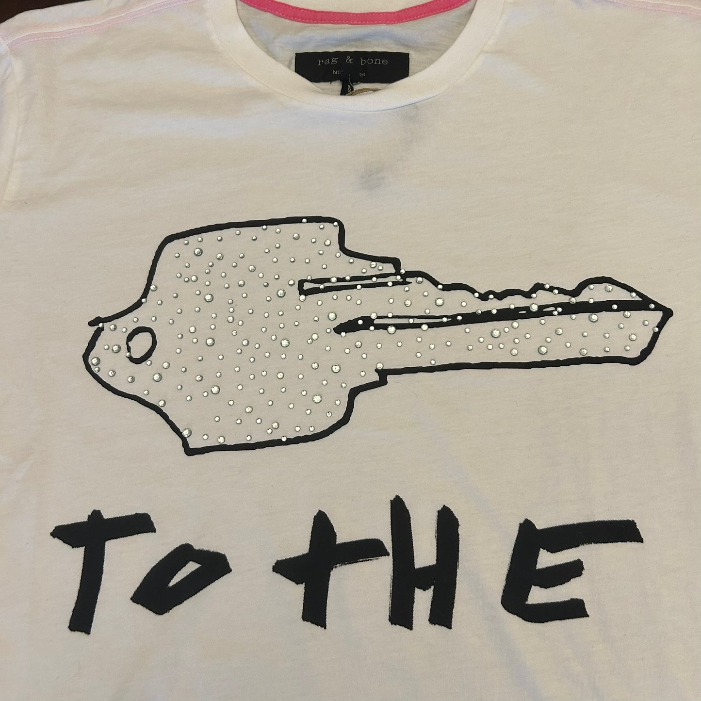 Rag & Bone Key to the Cure Upcycled Shirt with Rhinestone Studes