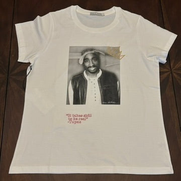 Tupac Short-Sleeve Tee Shirt with Embroidered Quote