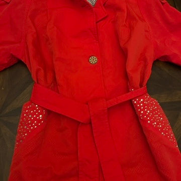 Gallery Petite Cherry Red Nylon Trench Coat