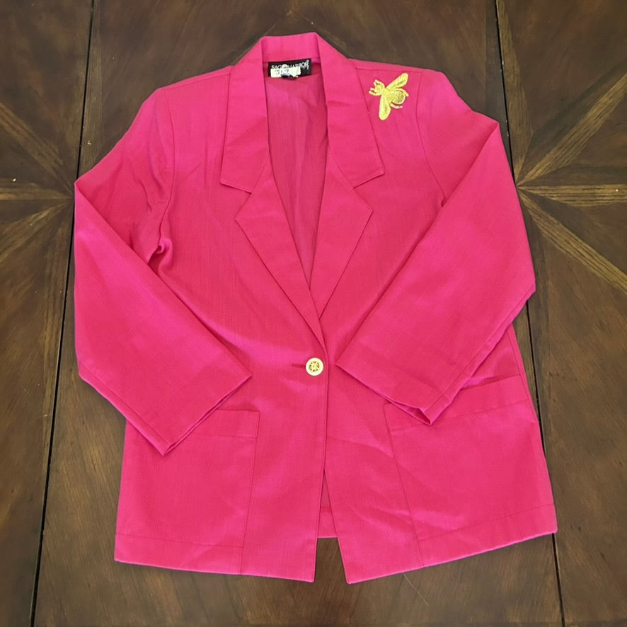 Sag Harbor Petite Fuschia Single-Breasted Blazer with Bumblebee