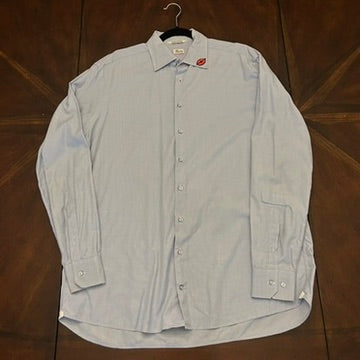 Barchi Blue Button-Down Shirt with Lips Applique