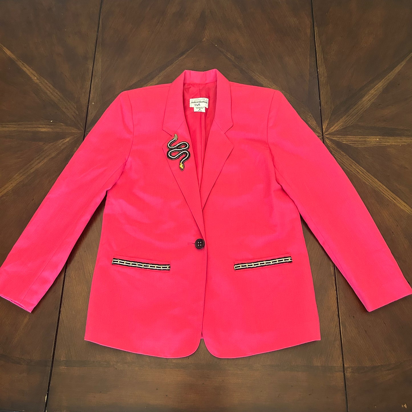Haberdashery Petite Hot Pink Blazer with Snake Appliqué & Trims