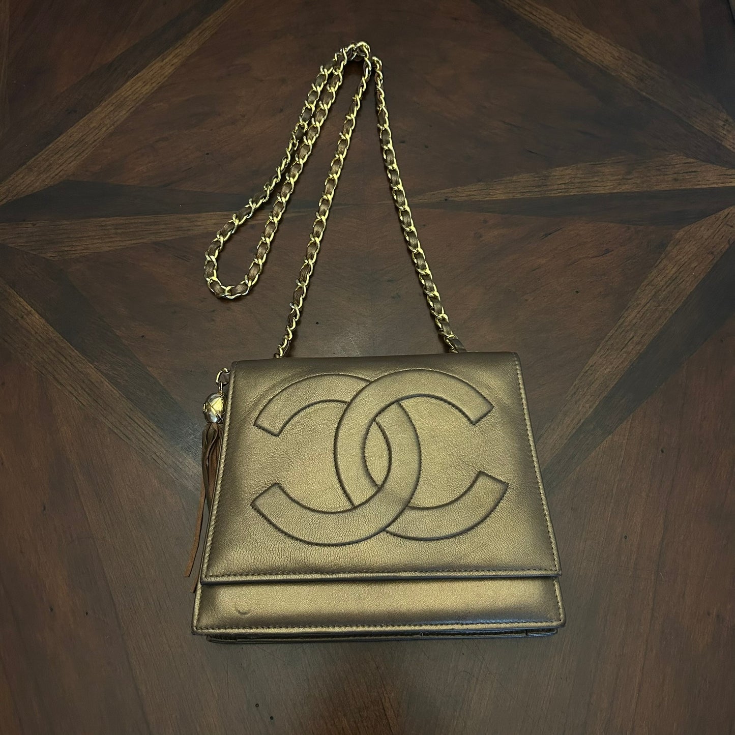 Not Chanel Metallic Bronze Shoulder Bag