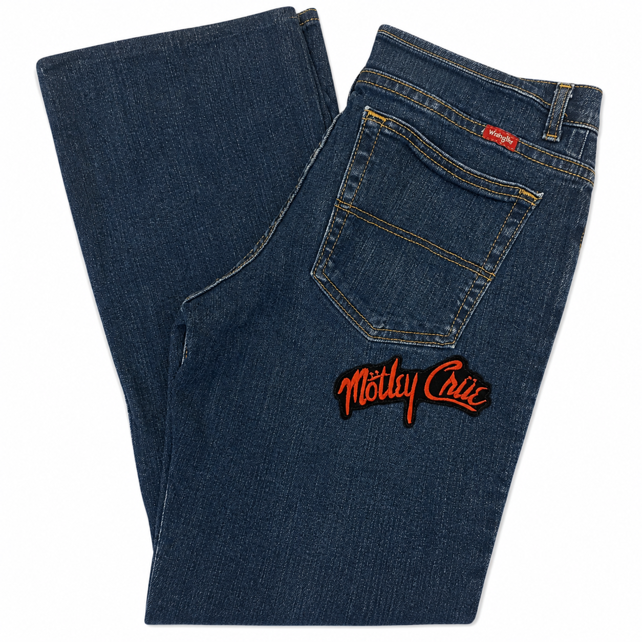 Wrangler Blue Jeans with Motley Crue Patch