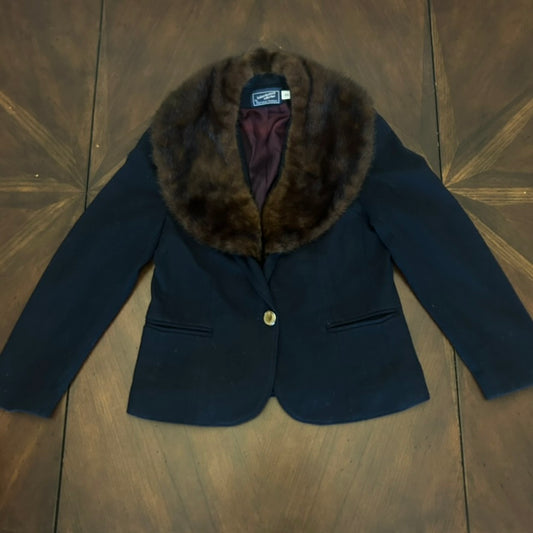 Haberdashery Collection Petite Jacket with Added Fur Collar