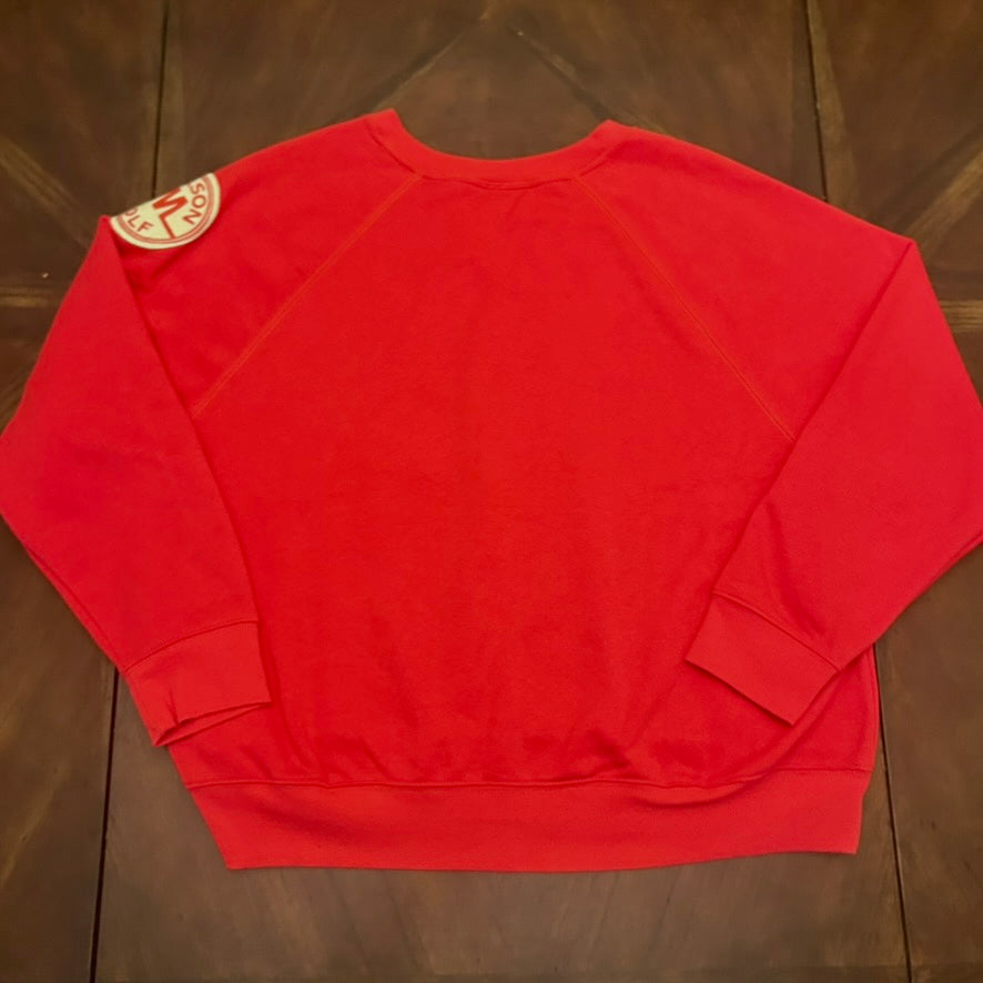 Old Navy Red Crew Sweatshirt with Vintage Patch