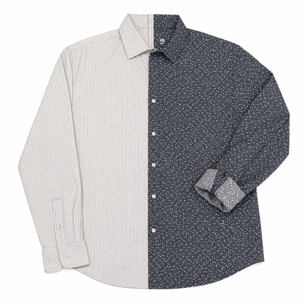 Fused Dot & Diamond Print Button-Front Shirt