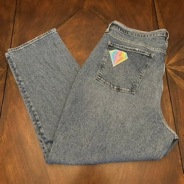 Old Navy Medium-Wash Jeans with Diamond Patch