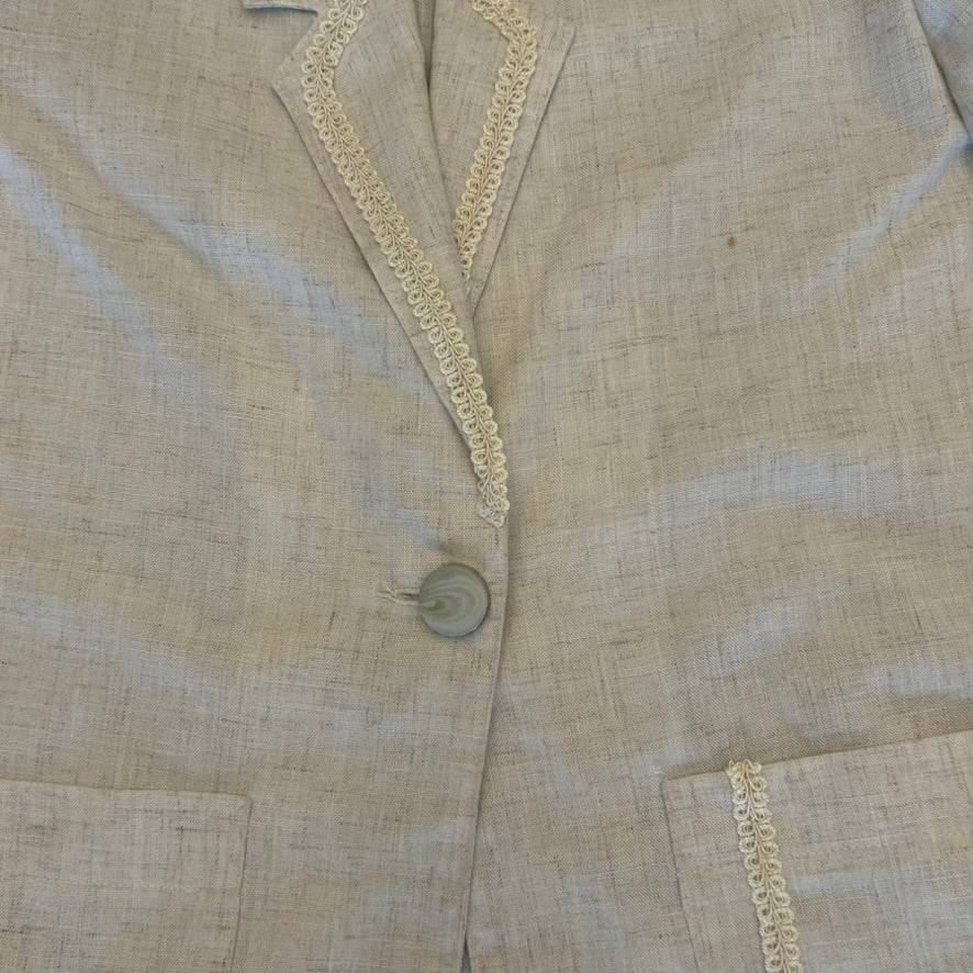 Block Island Cream Blazer with Collar & Pocket Trim