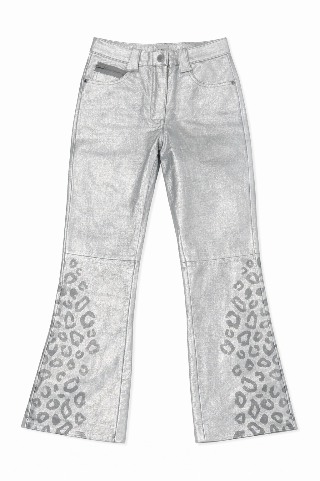 Coach Silver Metallic 5-Pkt Leather Pants