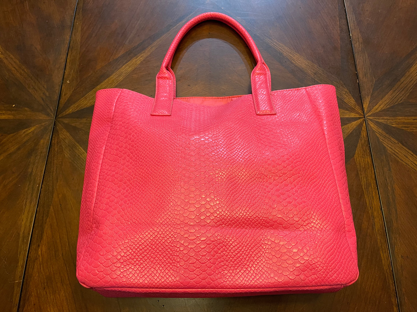 Neiman Marcus Pink Tote with Handpainted Jewel Artwork