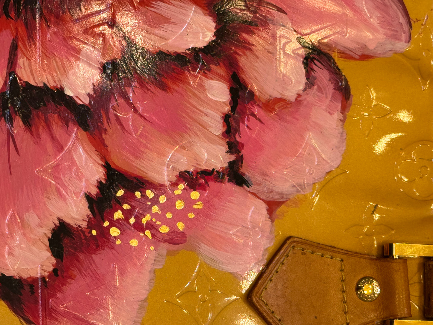 Louis Vuitton Tan Vernis Satchel with Hand-Painted Flower
