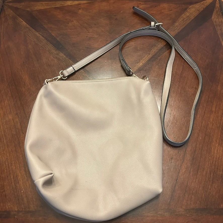 Clarks Small Taupe Shoulder Bag with Flower Artwork
