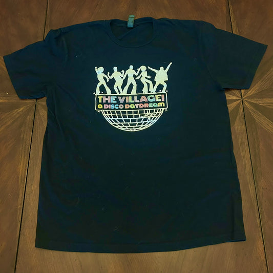 The Village! Black Disco Tee with Hand Embroidery