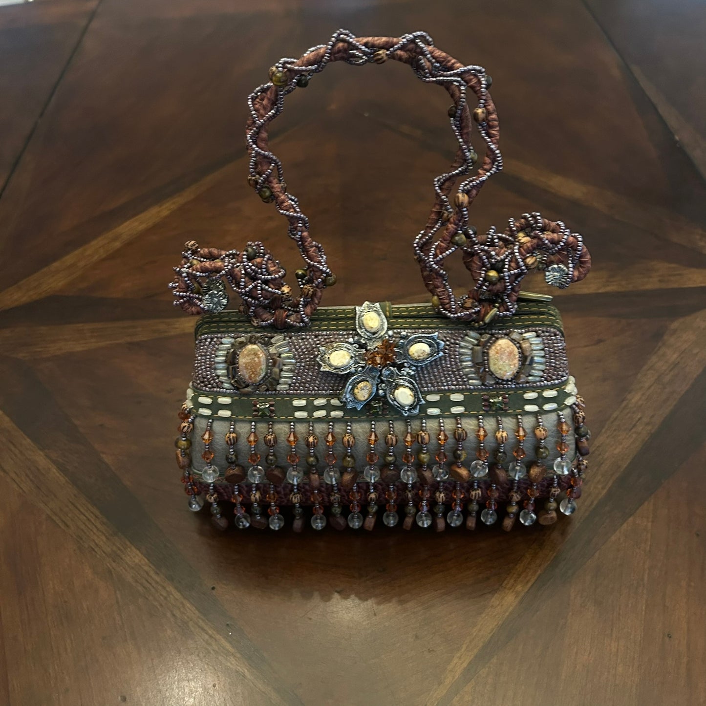 Mary Frances Vintage Beaded Floral Minaudiere