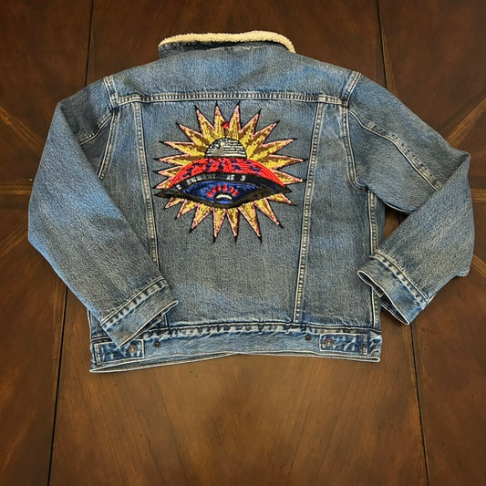 Levi Strauss & Co. Blue Denim Fleece-Lined Jacket with Appliqué