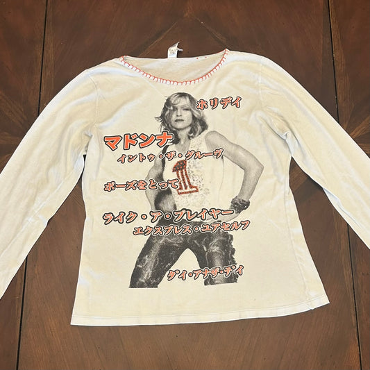 Madonna Long Sleeve Tee with Hand-Embroidery