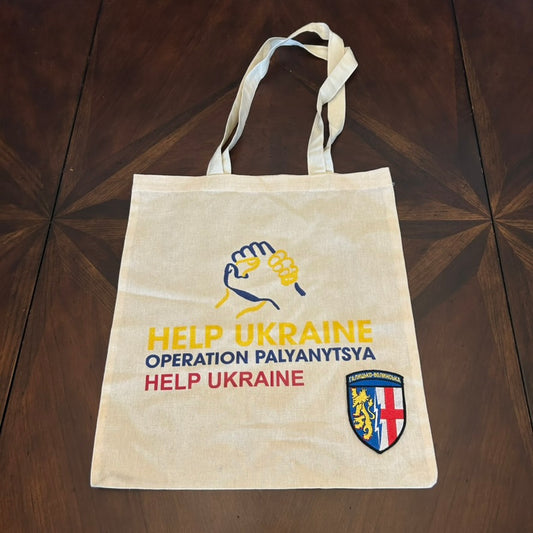 Help Ukraine Canvas Tote with Vintage Patch
