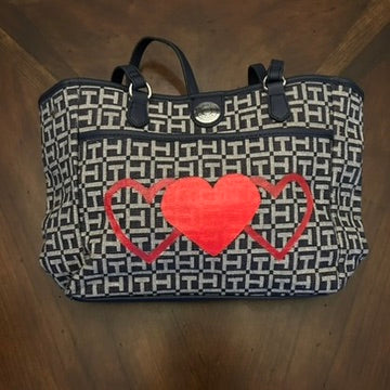 Tommy Hilfiger Shoulder Bag with Hand-Painted Hearts