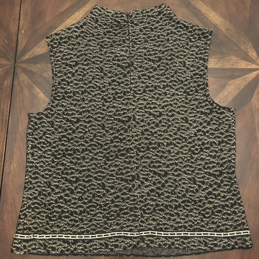 St. John Sleeveless Gold/Metallic/Black Knit Top