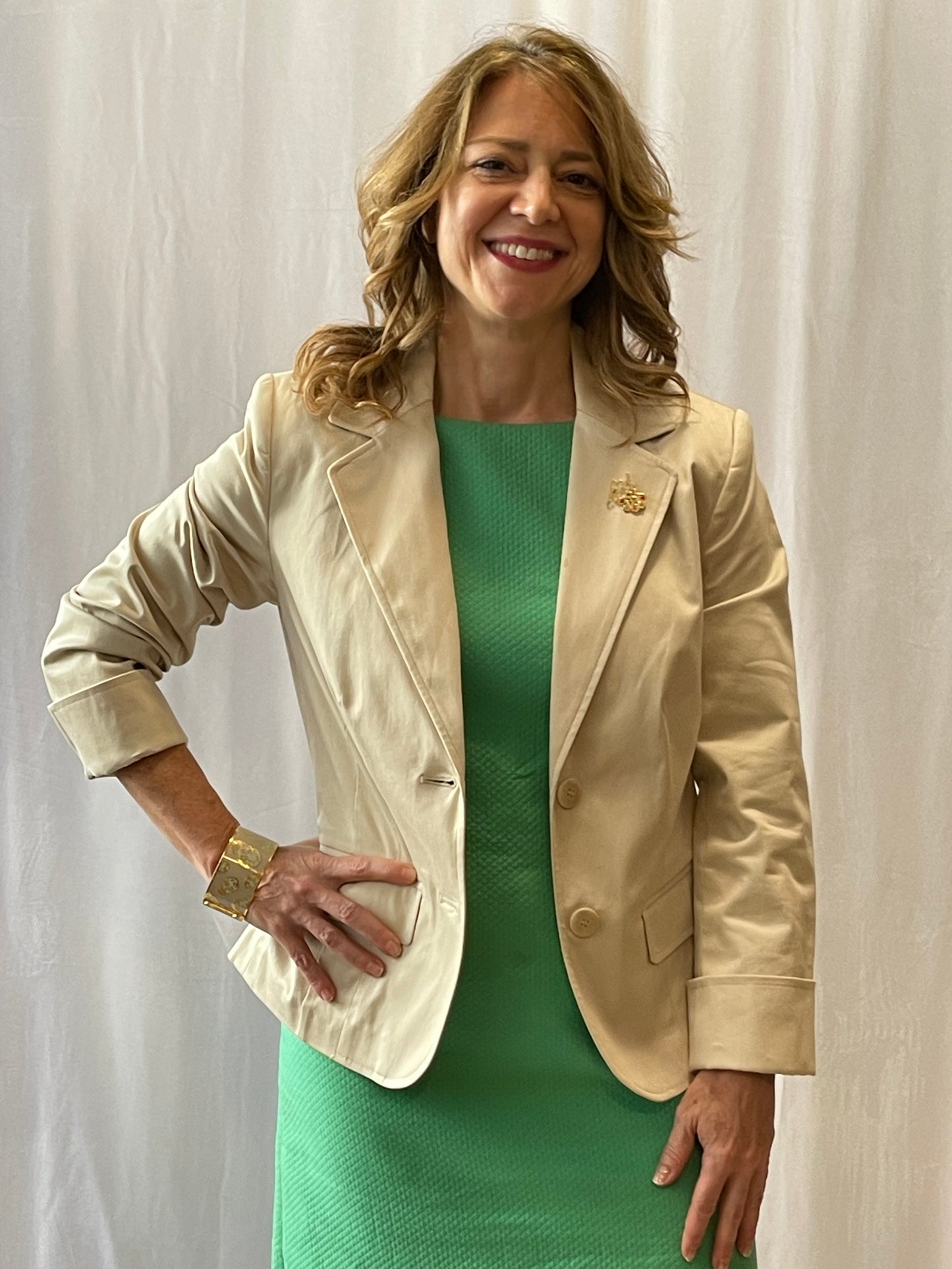 Croft & Barrow Petite Stretch Twill Khaki Single-Breasted Blazer