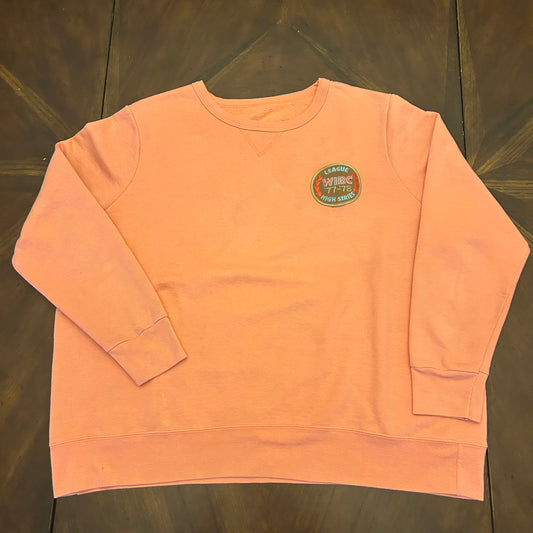 Coral Crew Sweatshirt with Vintage Bowling Patch