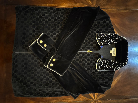 St. John Sport Black Velour Zip Track Jacket PIC
