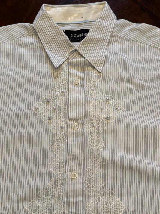 J. Campbell Pinstripe Shirt with Pearl Detail