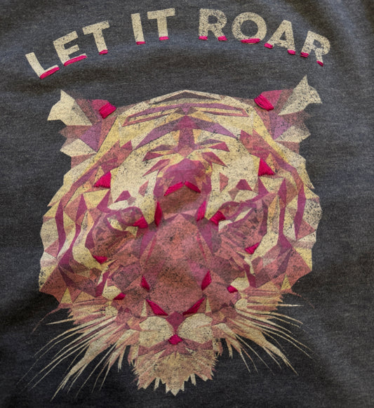"Let It Roar" Fleece Crewneck with Embroidery