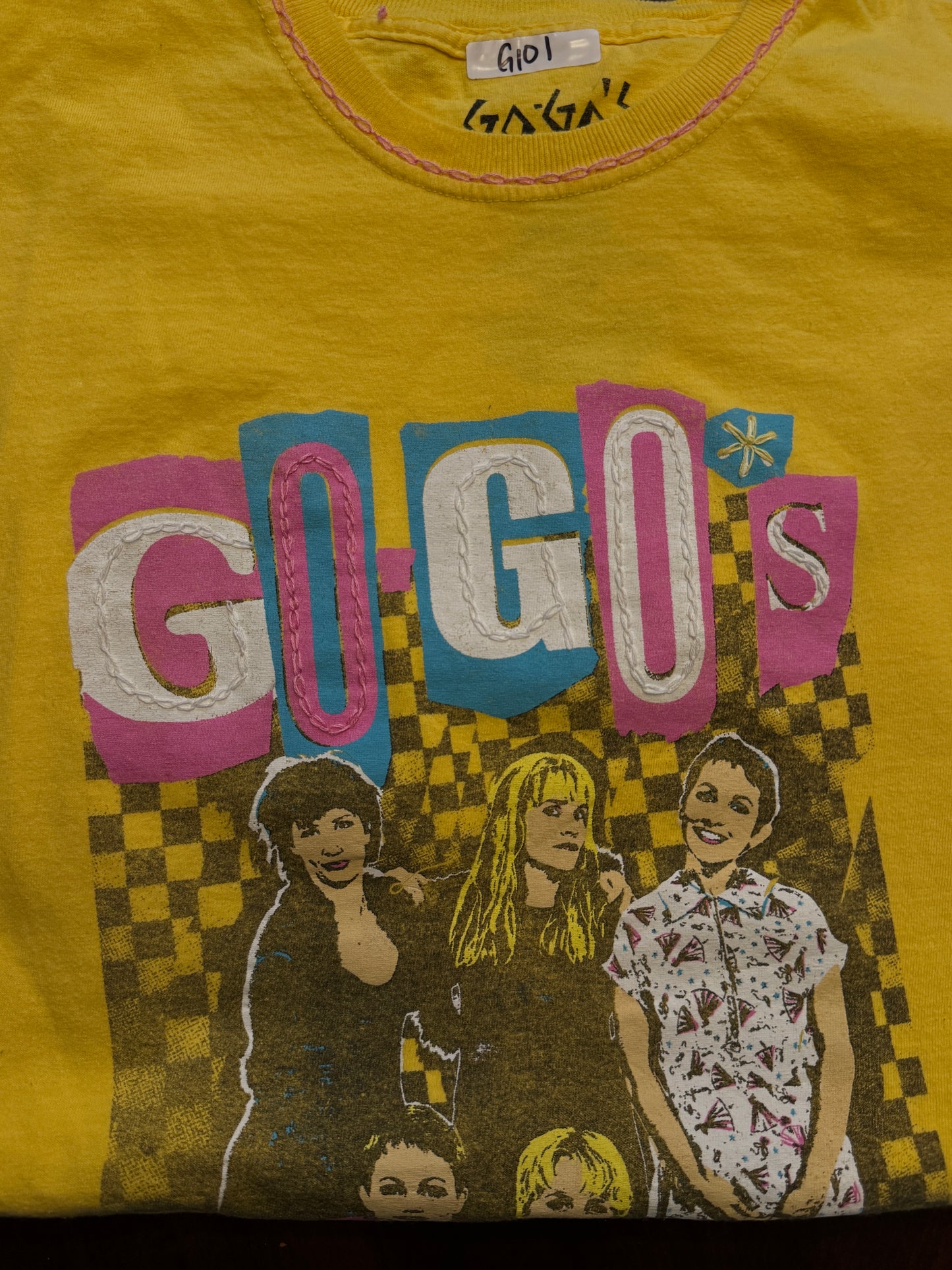 Go-Go's T-Shirt with Hand Graphic & Neck Embroidery