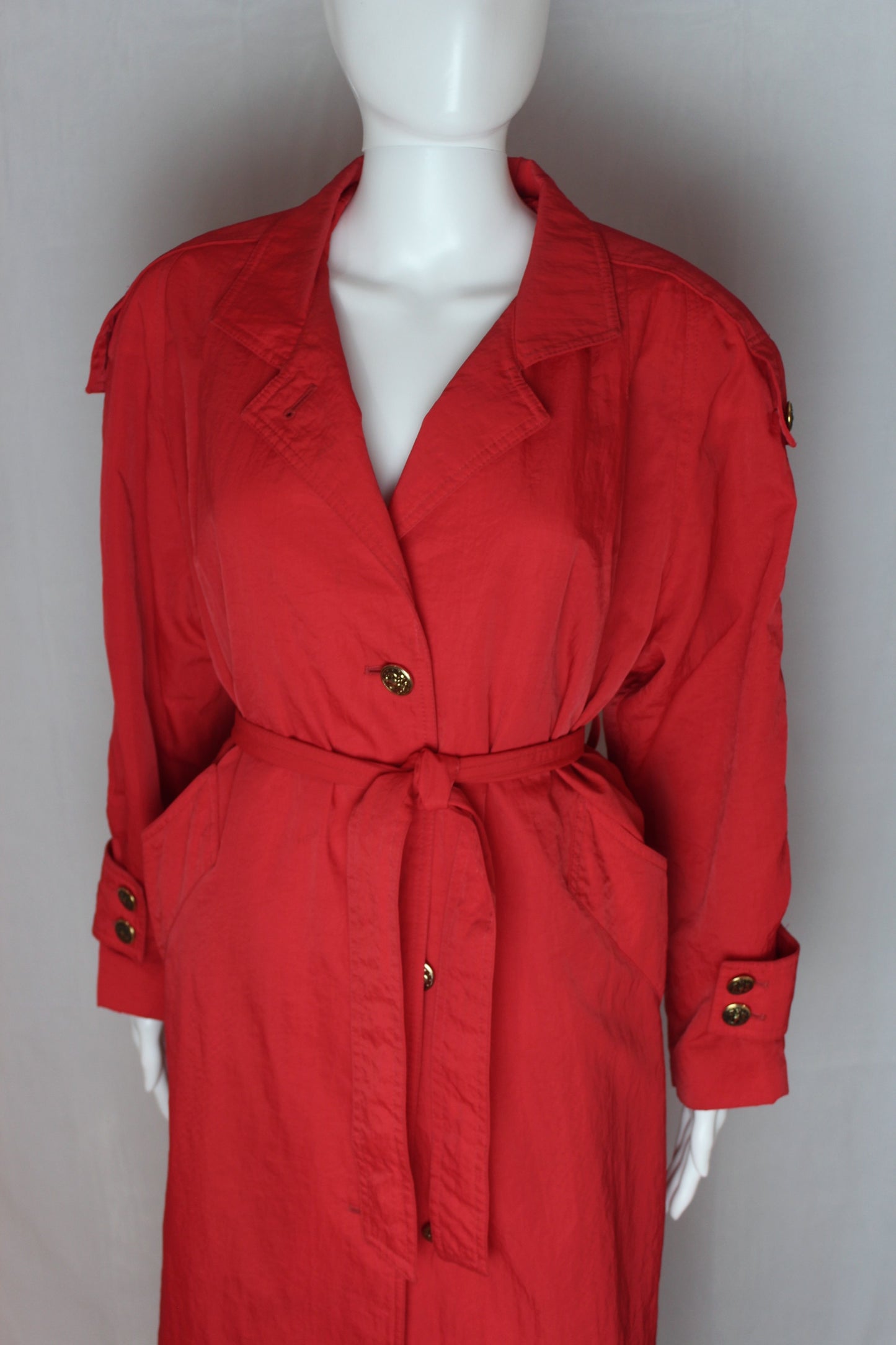 Gallery Petite Cherry Red Nylon Trench Coat