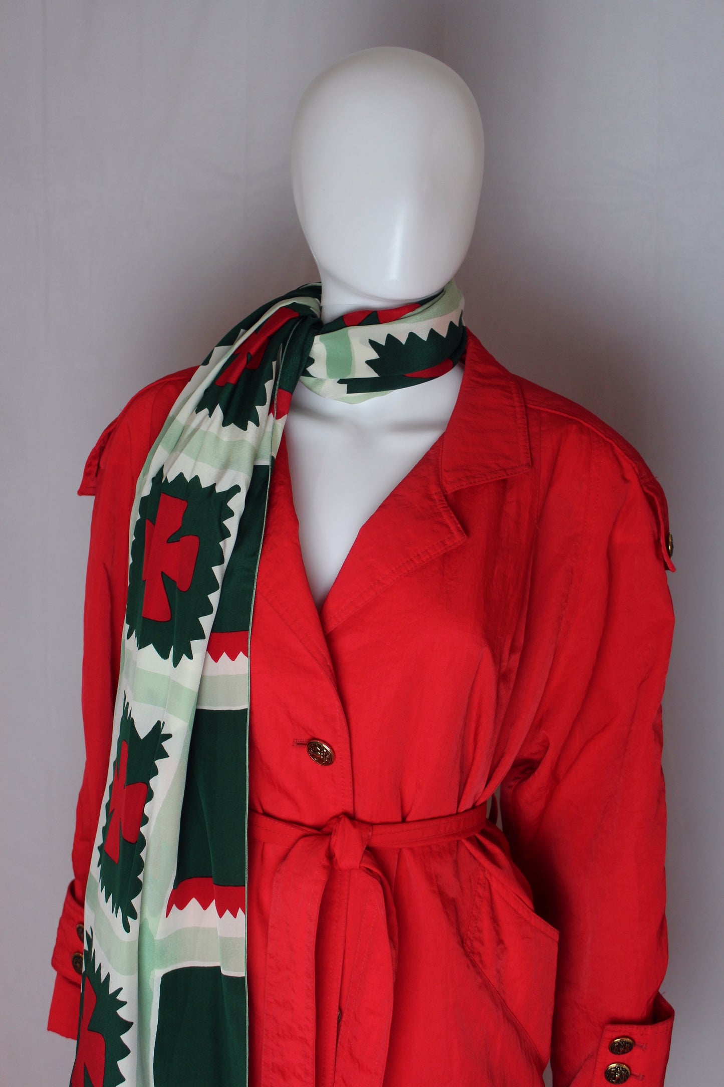 Gallery Petite Cherry Red Nylon Trench Coat