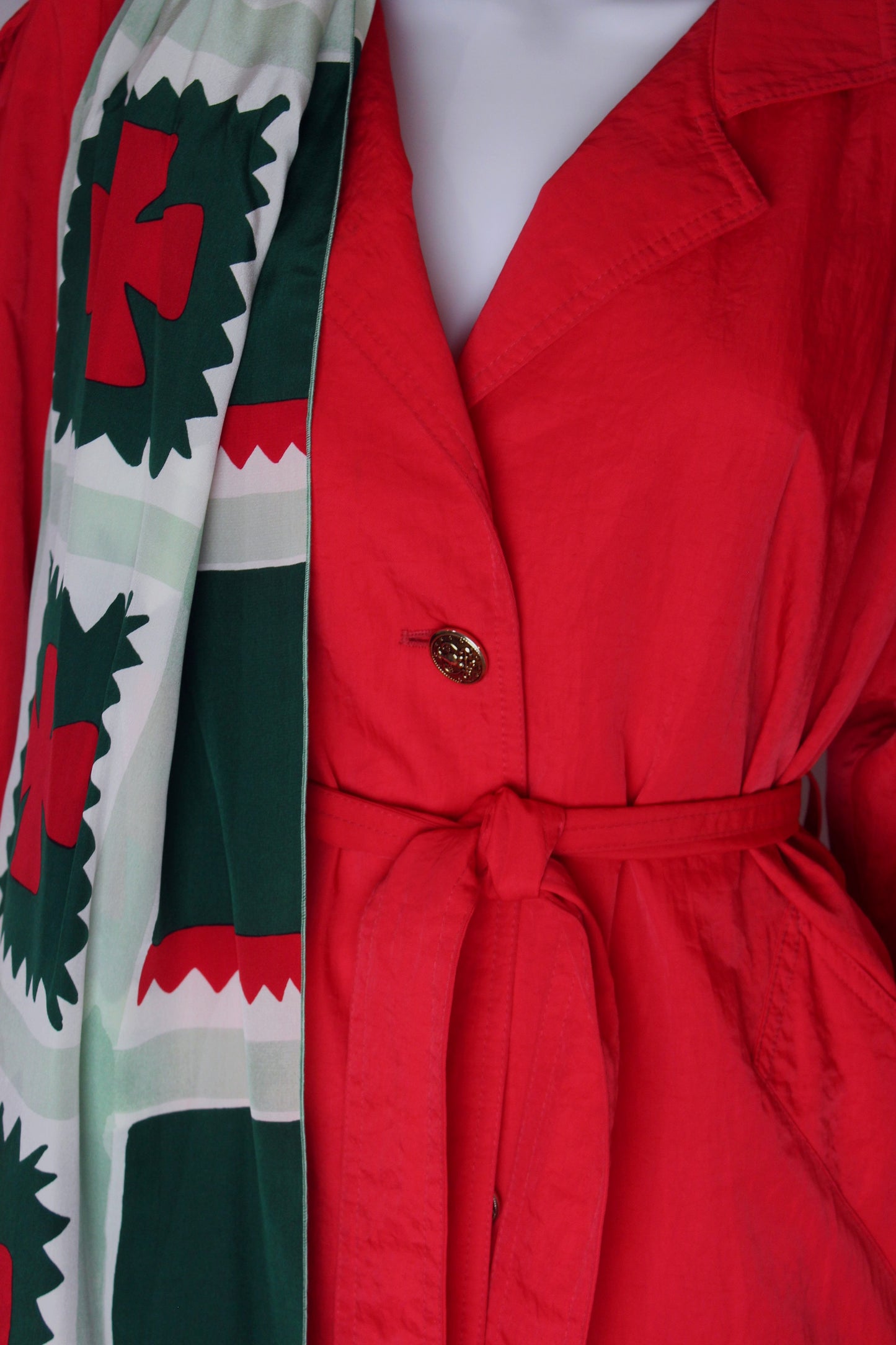 Gallery Petite Cherry Red Nylon Trench Coat