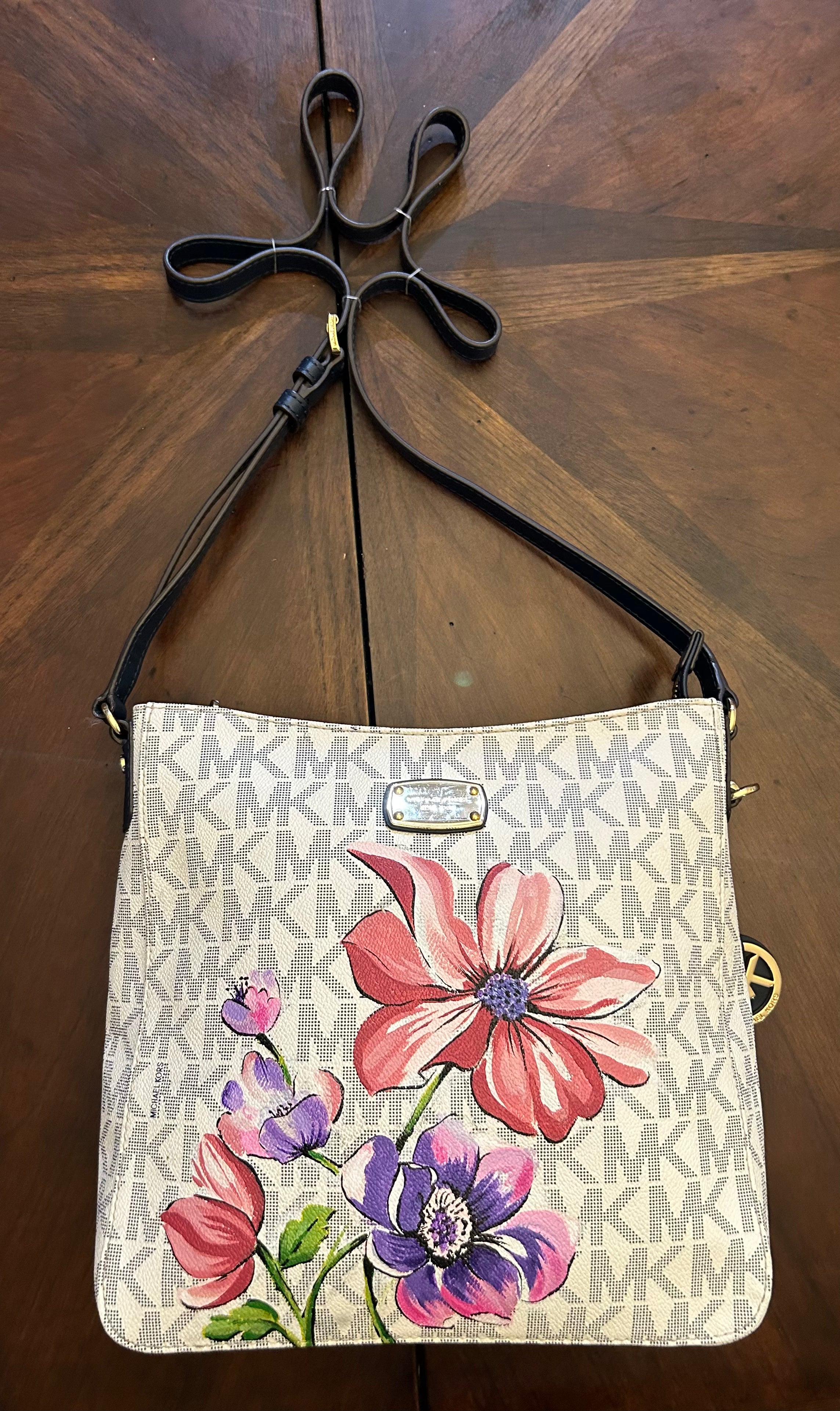 MICHAEL Michael Kors Handbag with Hand Painted Floral Art
