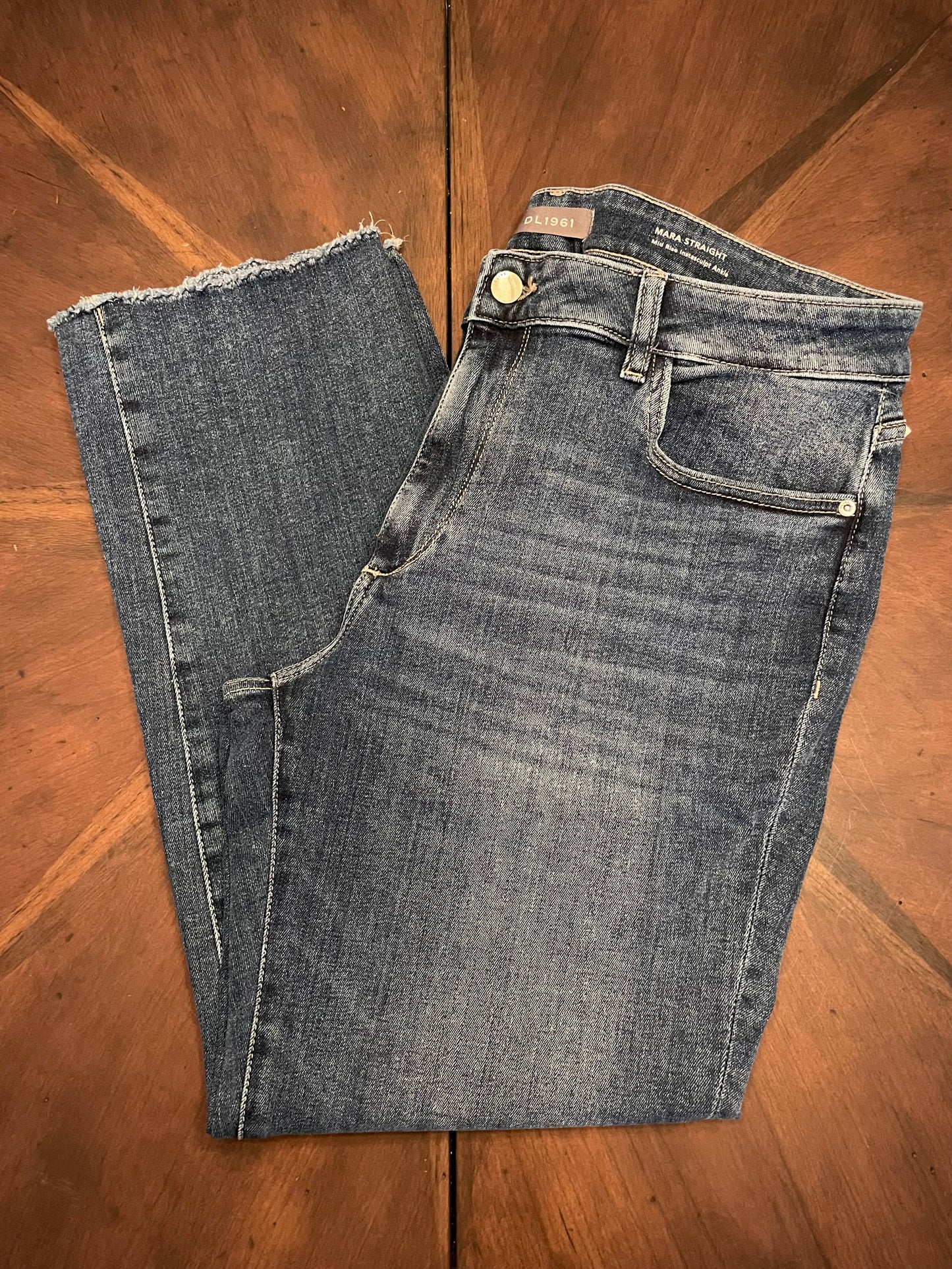 DL1961 Mid-Rise Ultra Insta-Sculpt Ankle Bedazzled Blue Jean