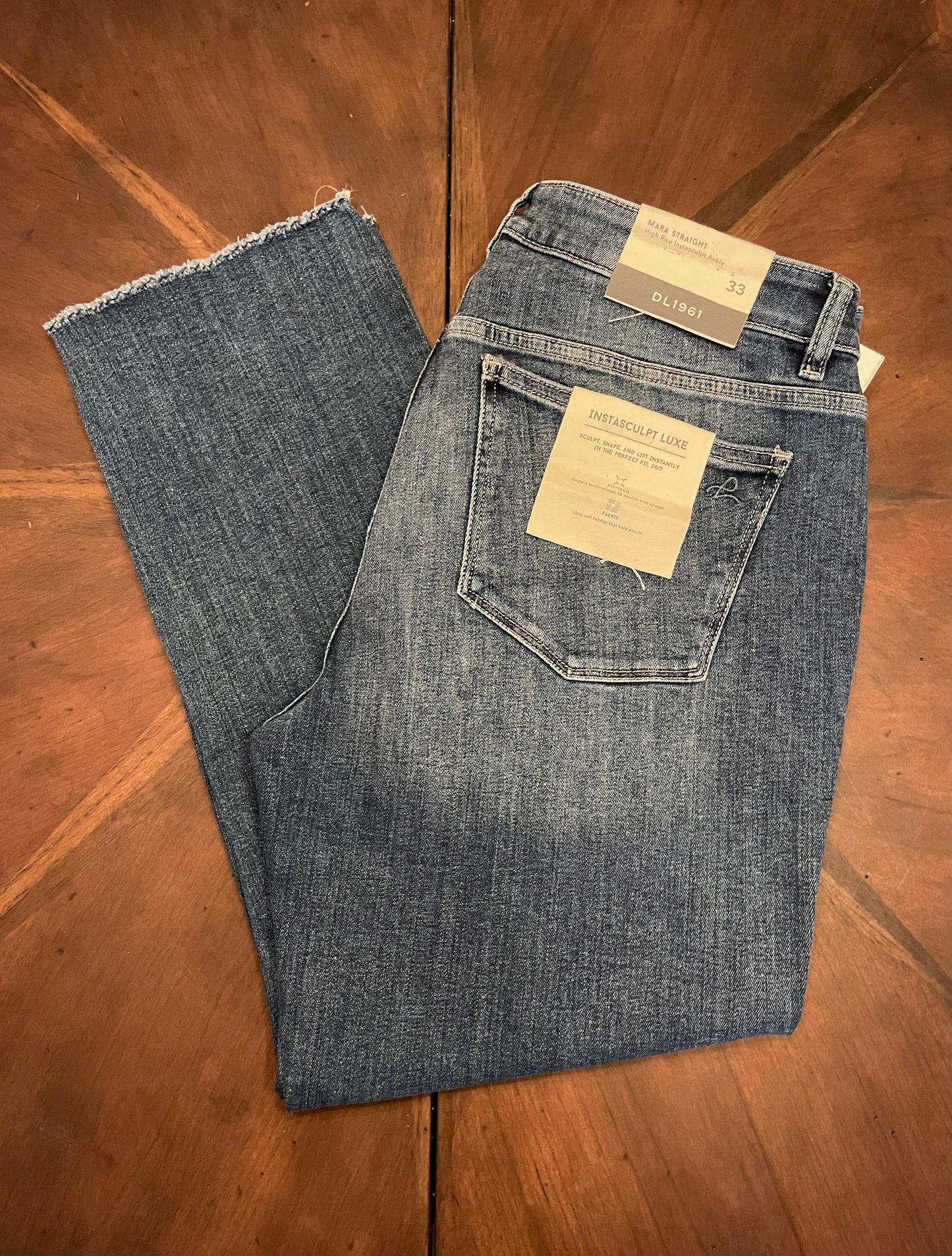 DL1961 Mid-Rise Ultra Insta-Sculpt Ankle Bedazzled Blue Jean