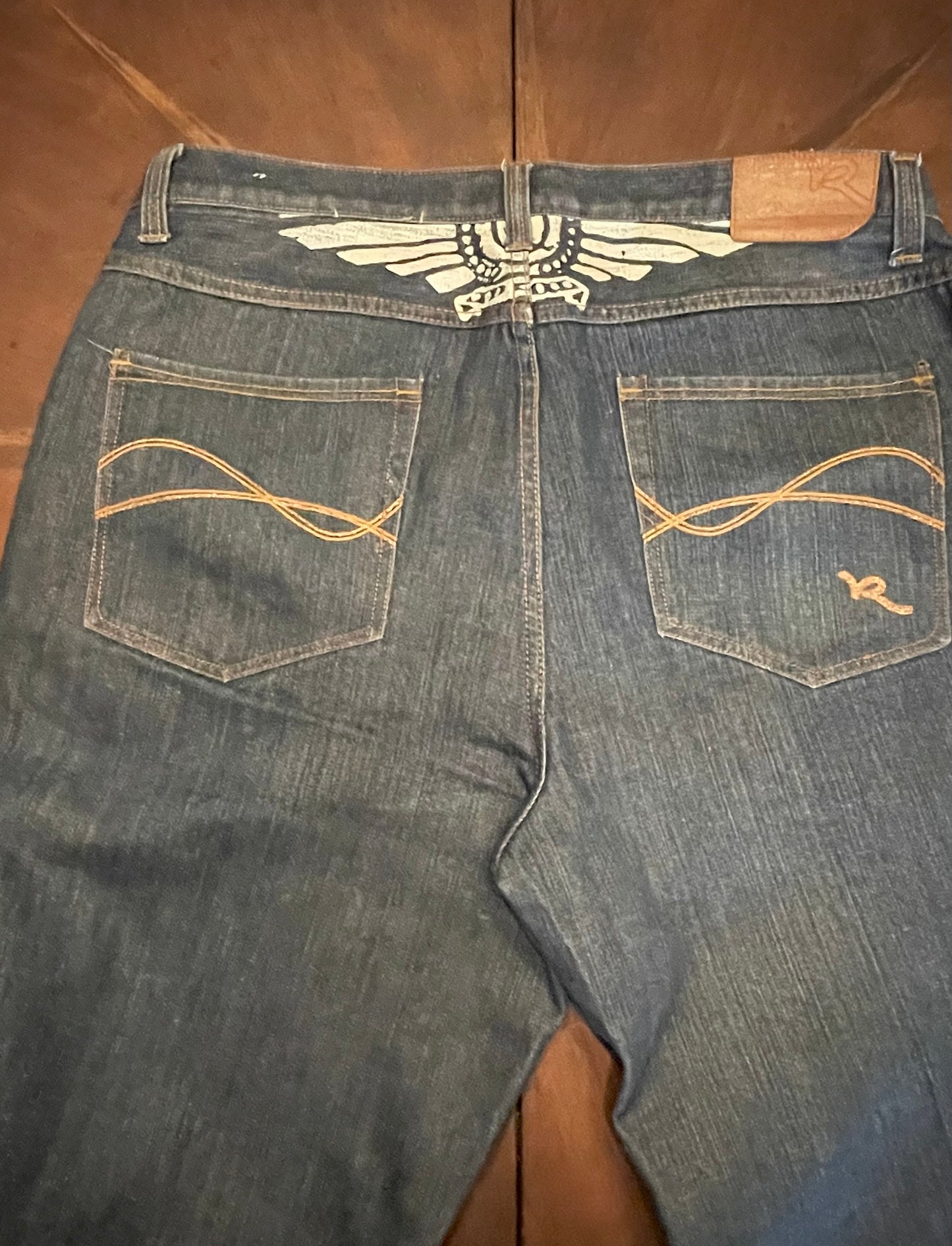 Rocawear Hi-Rise Bootcut Embroidered Blue Jeans