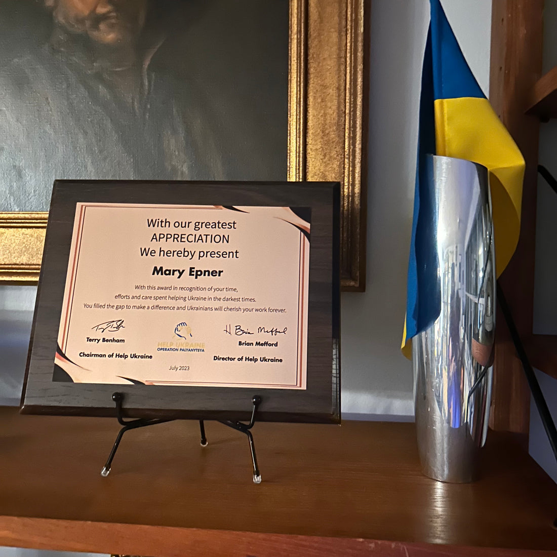THANK YOU! Award from Help Ukraine 22 / Operation Palyanytsya