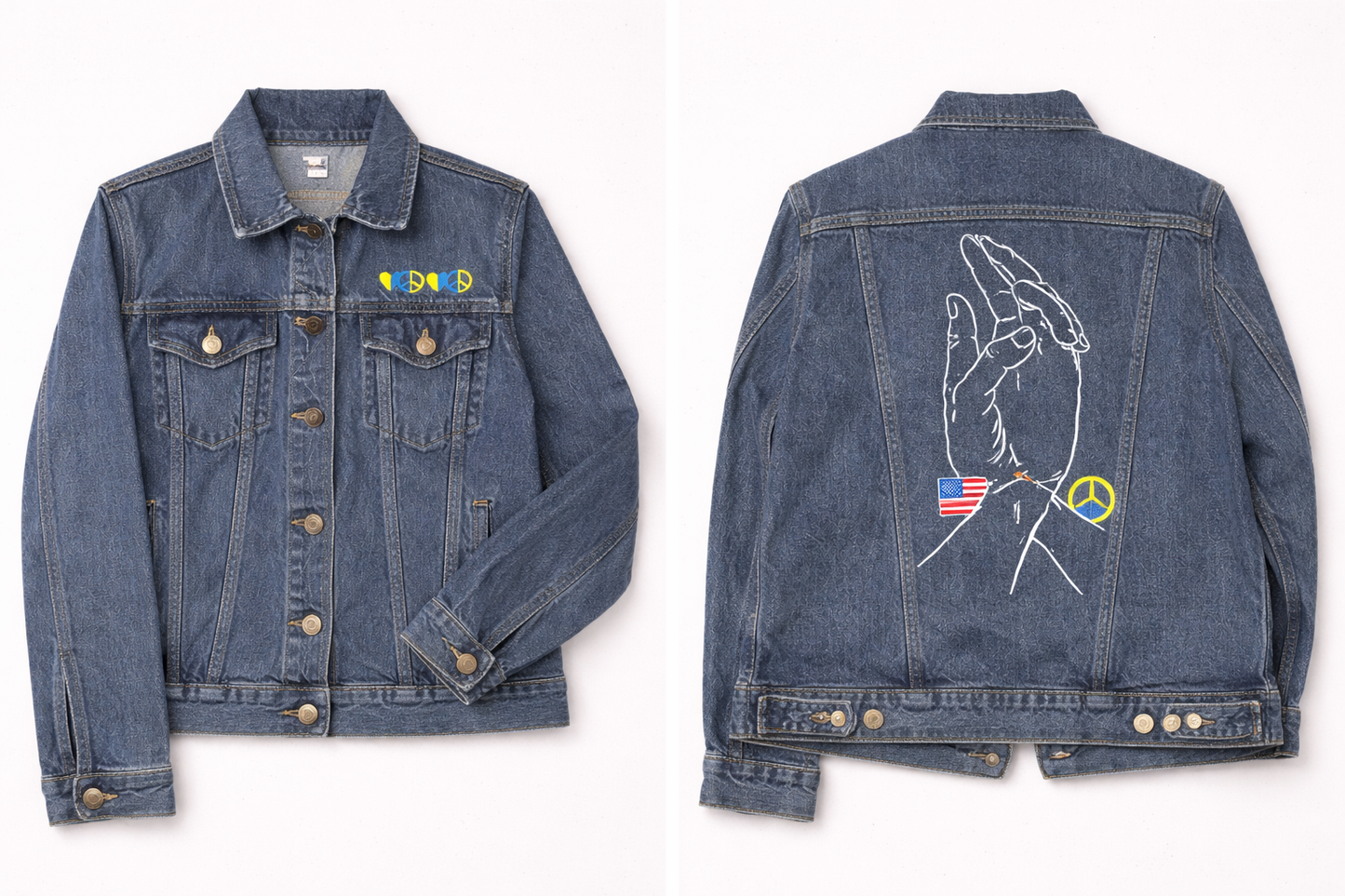 UKRAINE-US Hand-Painted Denim Jacket