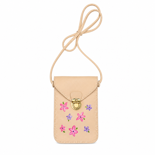 Light Pink Handbag with Hand-Painted Flowers