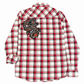 American Eagle Red Windowpane Plaid Shirt with Dragon Applique