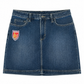 Denim Blue Short Skirt with Vintage Patch