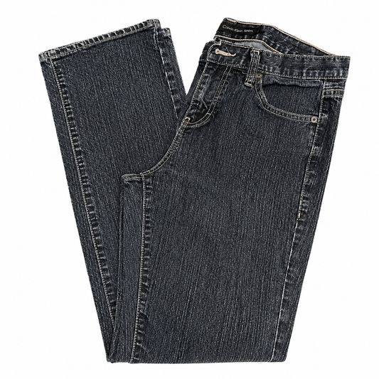 Calvin Klein Hi-Rise Straight Leg Blue Jean with Stitched Pocket