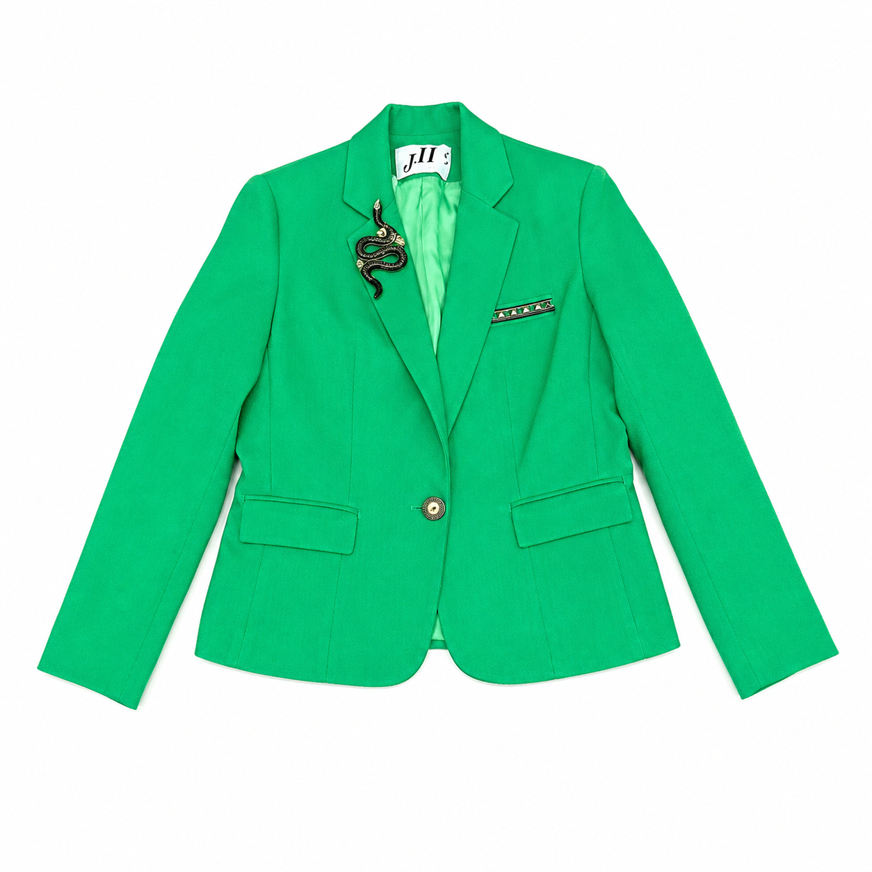 JH Collectibles Petite Kelly Green Single-Breasted Notch Blazer